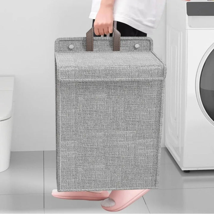 Wall Mounted Laundry Hamper - Hanging Foldable Laundry Basket with Lid