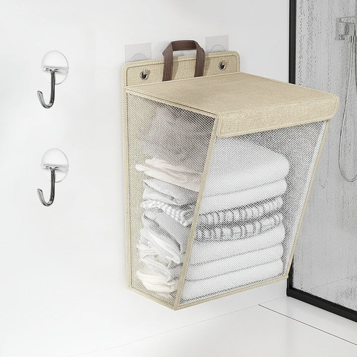 Wall Mounted Laundry Hamper - Hanging Foldable Laundry Basket with Lid