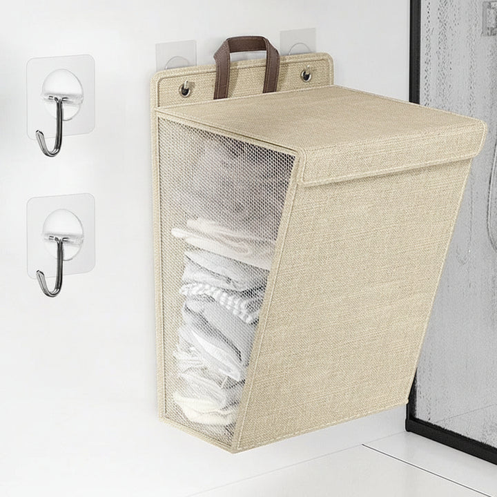 Wall Mounted Laundry Hamper - Hanging Foldable Laundry Basket with Lid