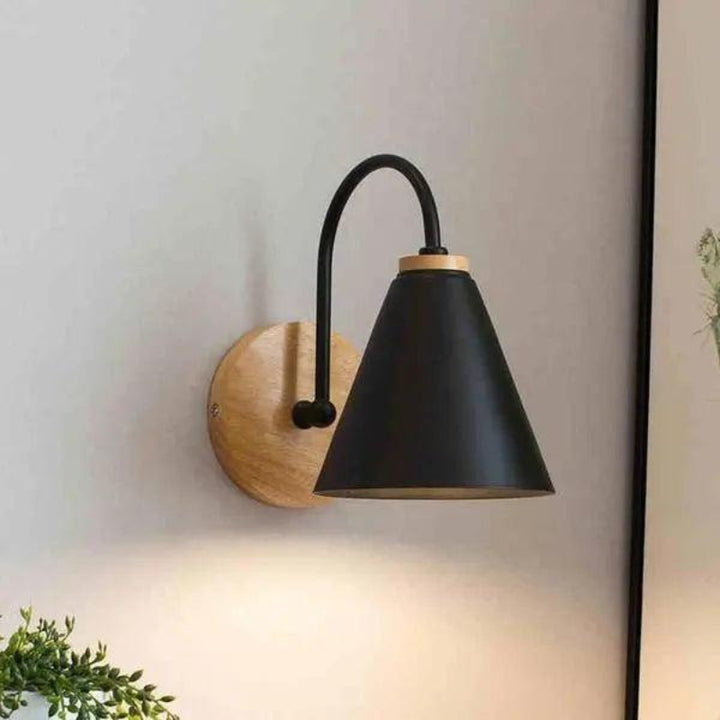 Wall Mounted Sconce Lamp - Cone Shade on Curved Arm