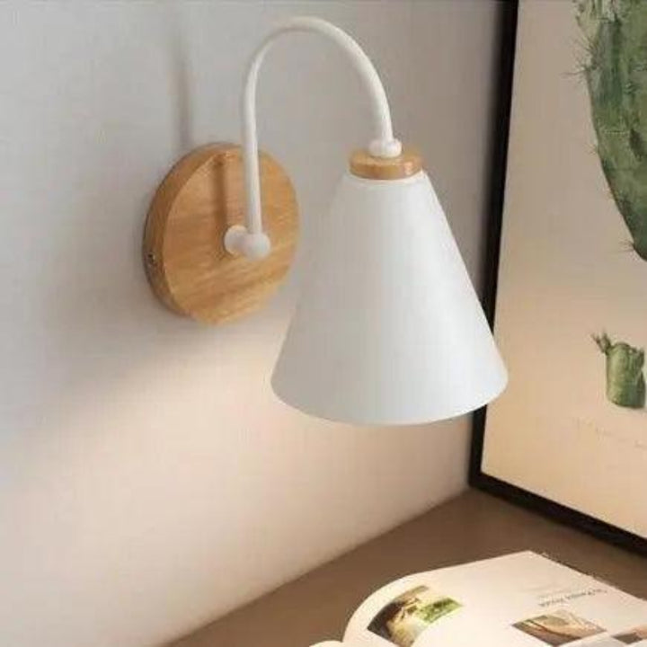 Wall Mounted Sconce Lamp - Cone Shade on Curved Arm