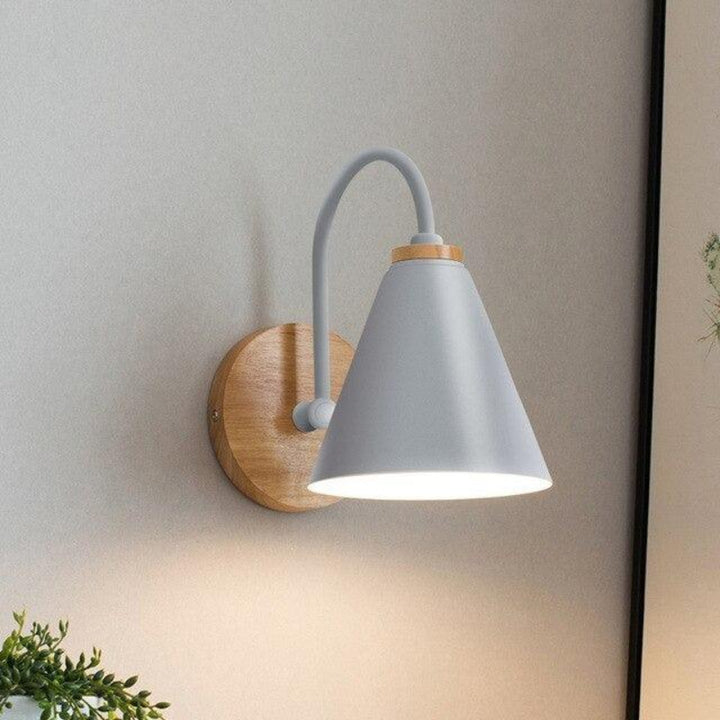 Wall Mounted Sconce Lamp - Cone Shade on Curved Arm