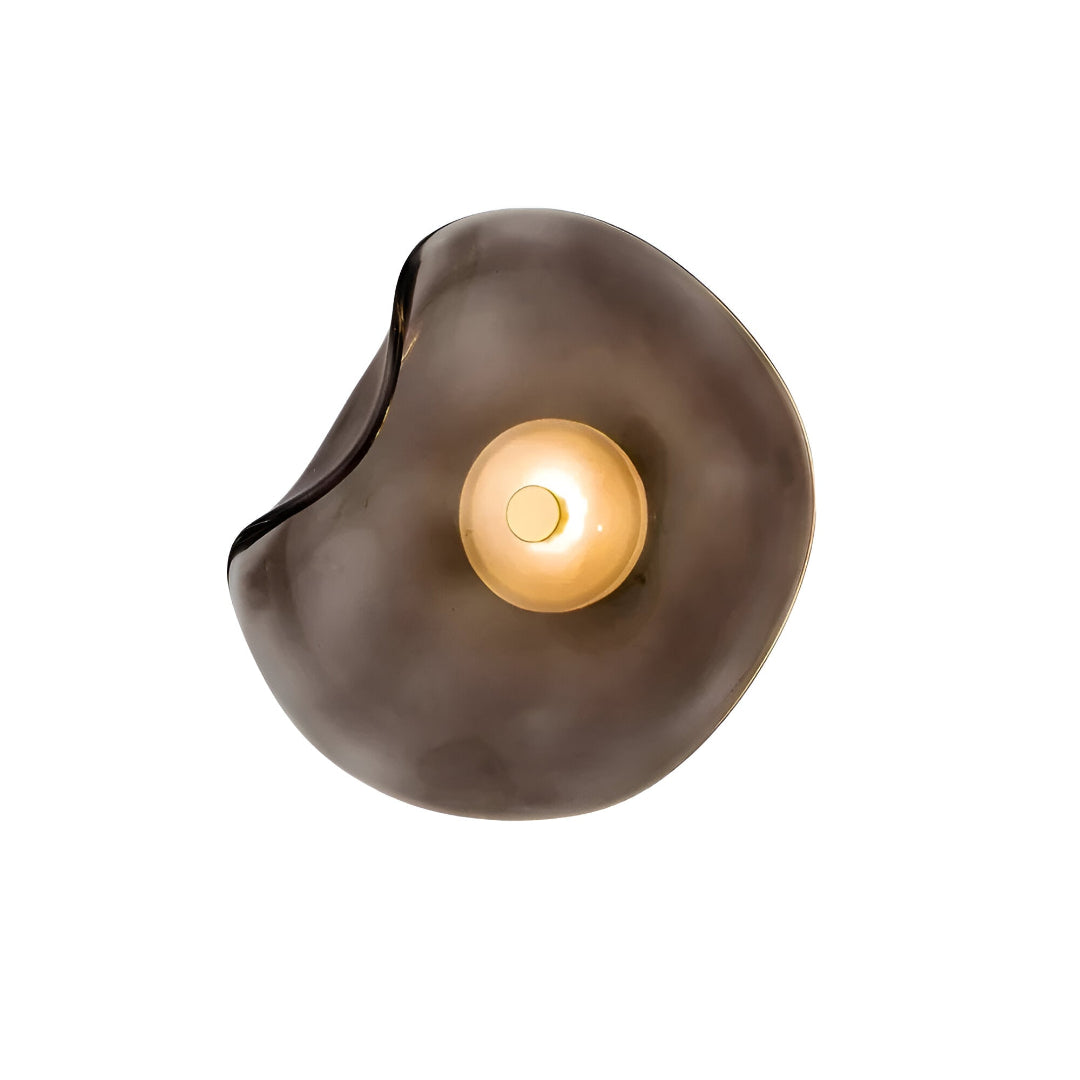 Wall Mounted Sconce Lamp - Curved Disc Shade with Central Globe