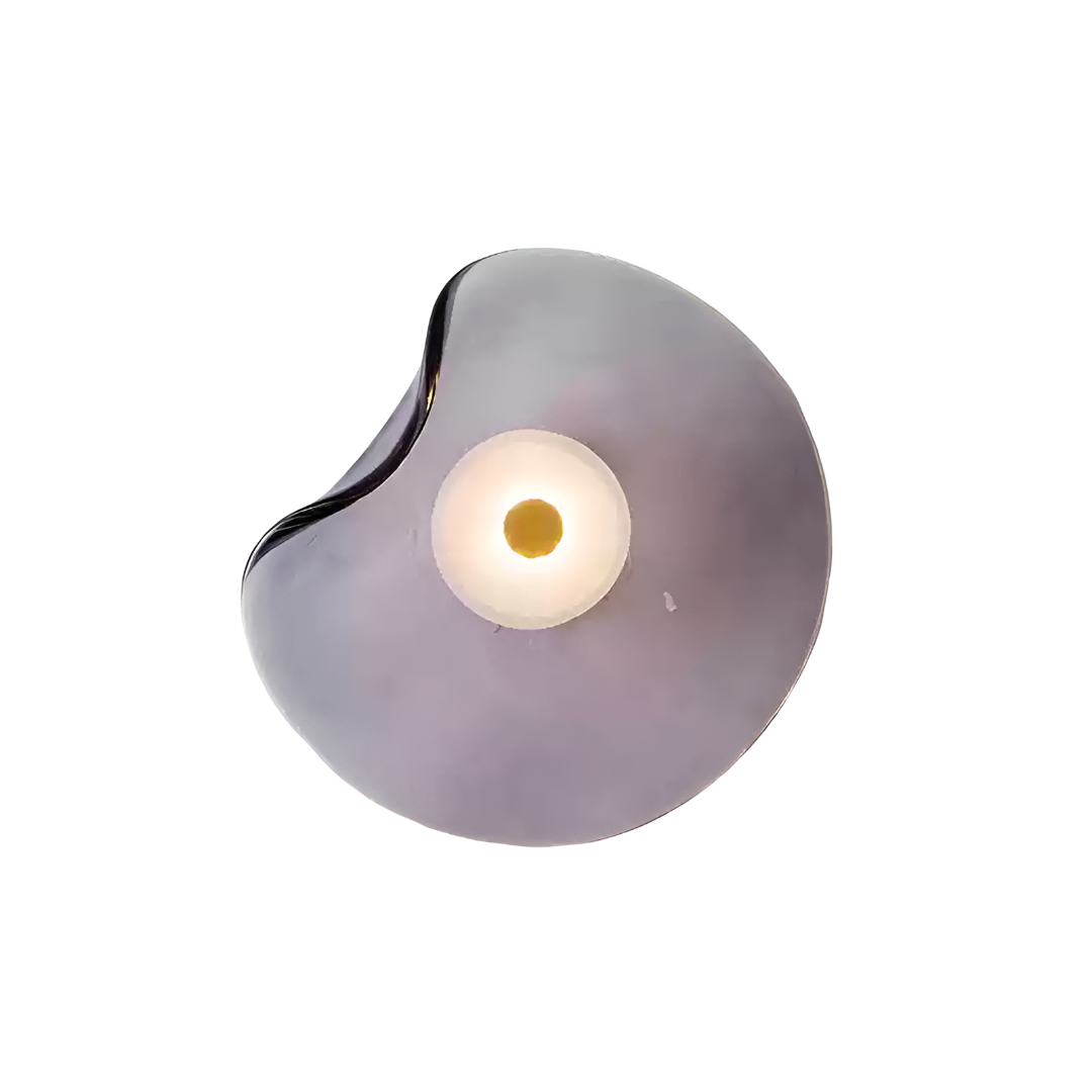 Wall Mounted Sconce Lamp - Curved Disc Shade with Central Globe