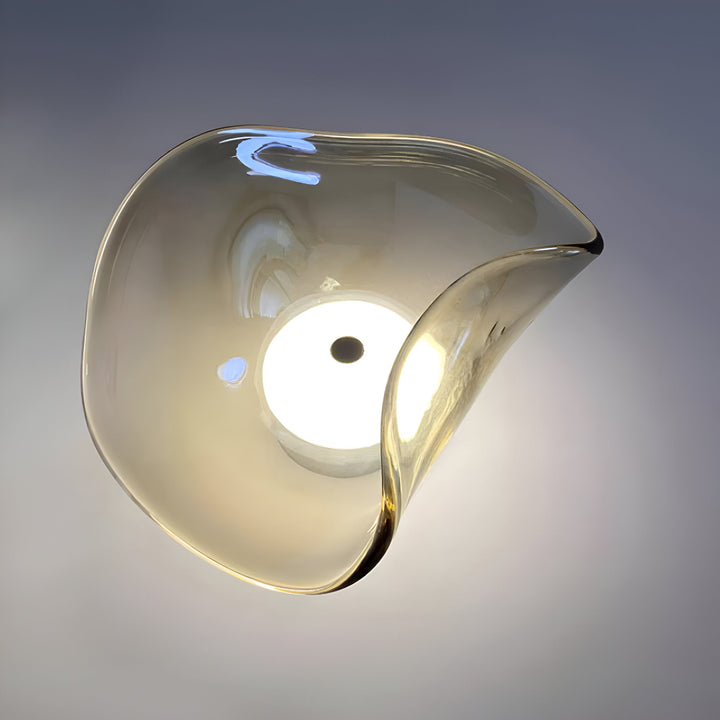 Wall Mounted Sconce Lamp - Curved Disc Shade with Central Globe