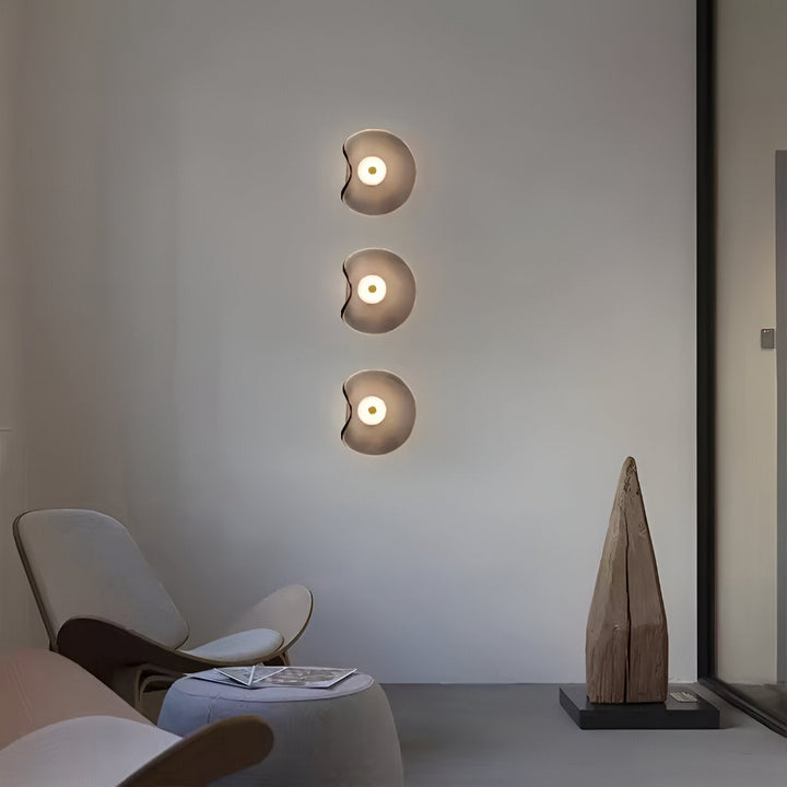 Wall Mounted Sconce Lamp - Curved Disc Shade with Central Globe