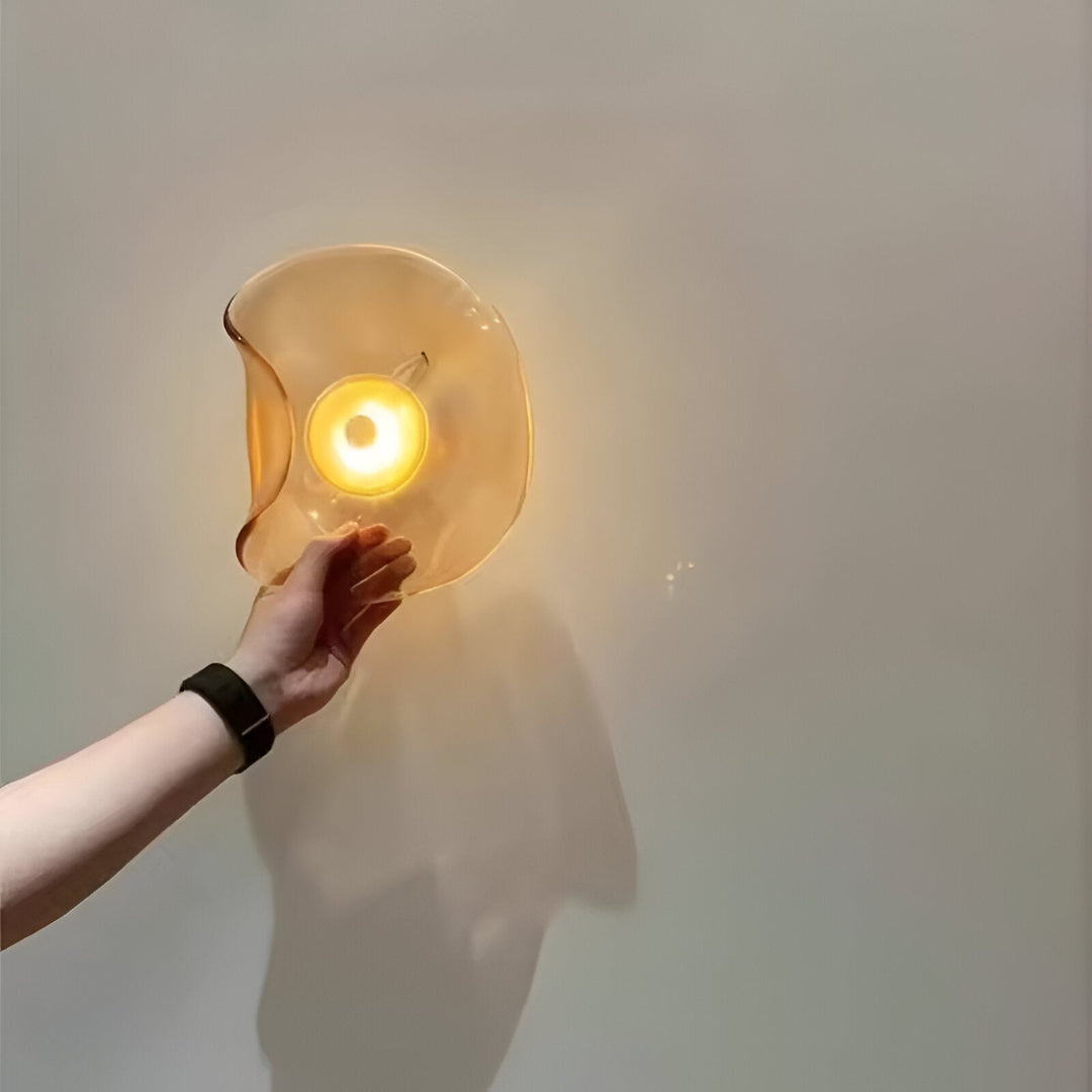 Wall Mounted Sconce Lamp - Curved Disc Shade with Central Globe