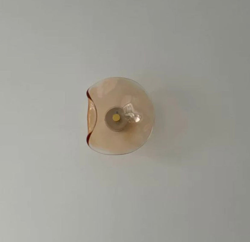Wall Mounted Sconce Lamp - Curved Disc Shade with Central Globe