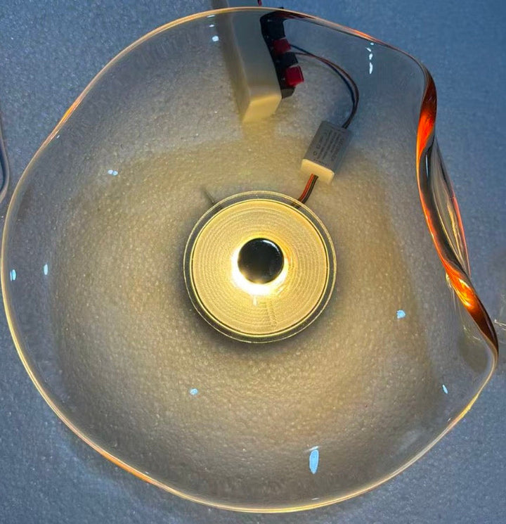 Wall Mounted Sconce Lamp - Curved Disc Shade with Central Globe