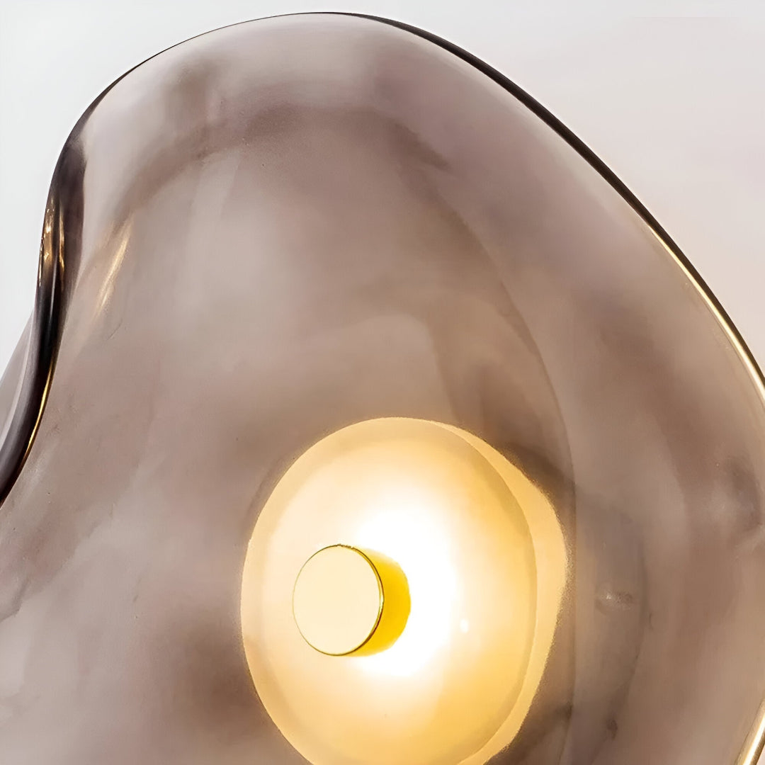 Wall Mounted Sconce Lamp - Curved Disc Shade with Central Globe