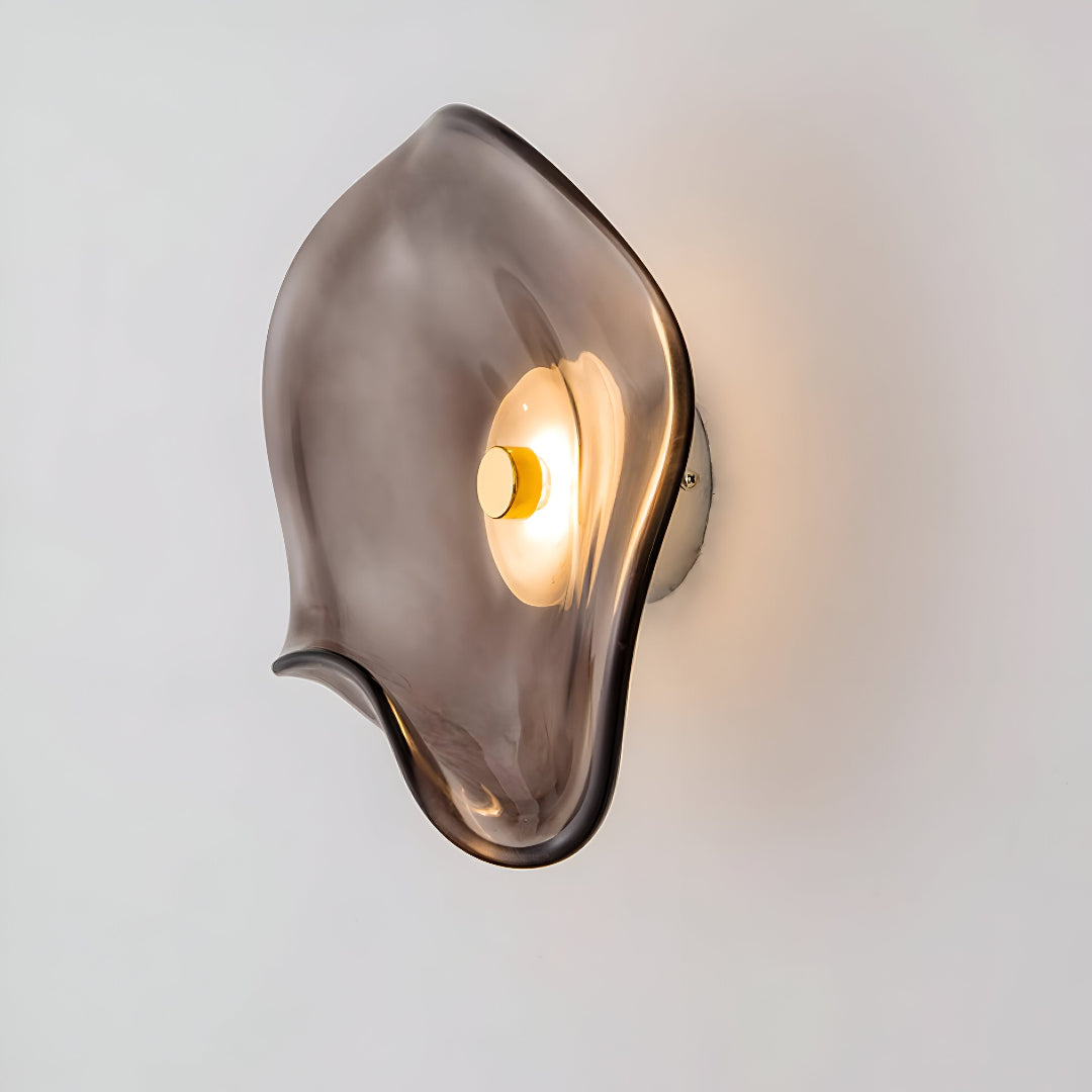 Wall Mounted Sconce Lamp - Curved Disc Shade with Central Globe
