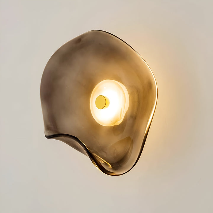 Wall Mounted Sconce Lamp - Curved Disc Shade with Central Globe