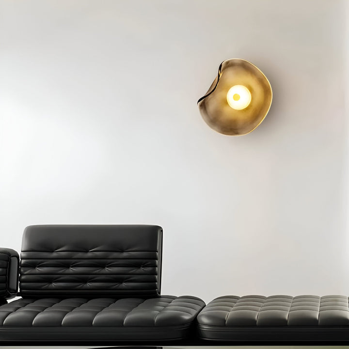 Wall Mounted Sconce Lamp - Curved Disc Shade with Central Globe