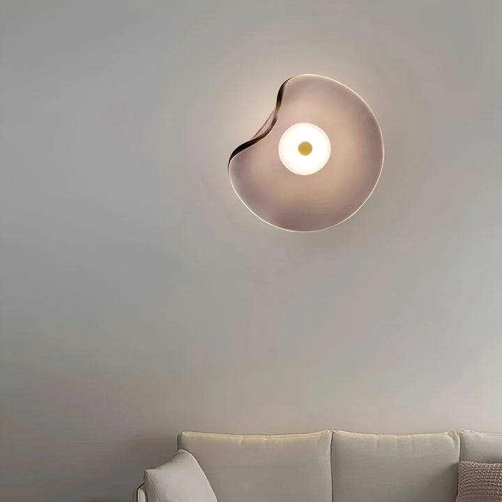 Wall Mounted Sconce Lamp - Curved Disc Shade with Central Globe