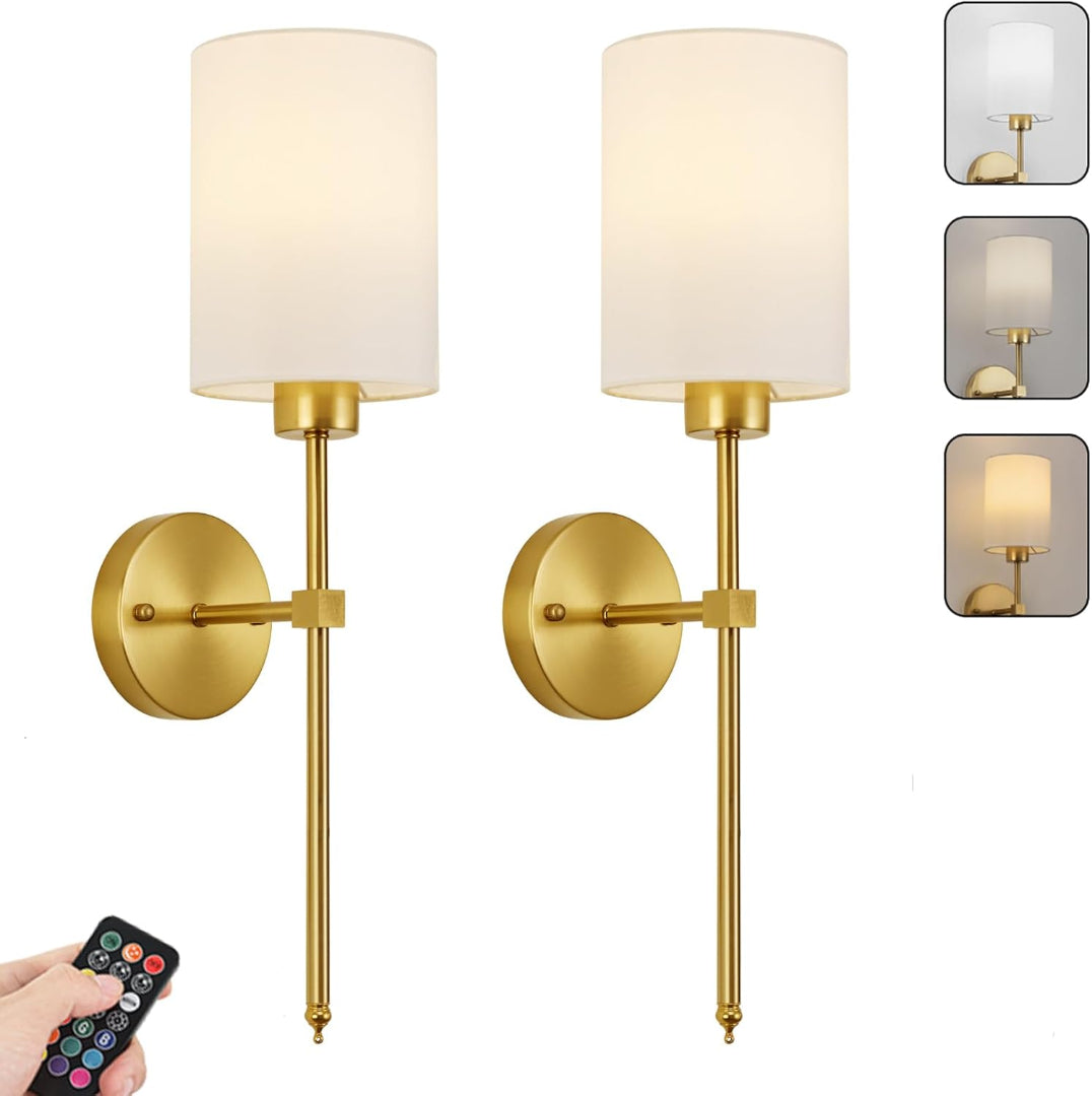 Wall Mounted Sconce Lamp - Cylindrical Shade with Slim Stem