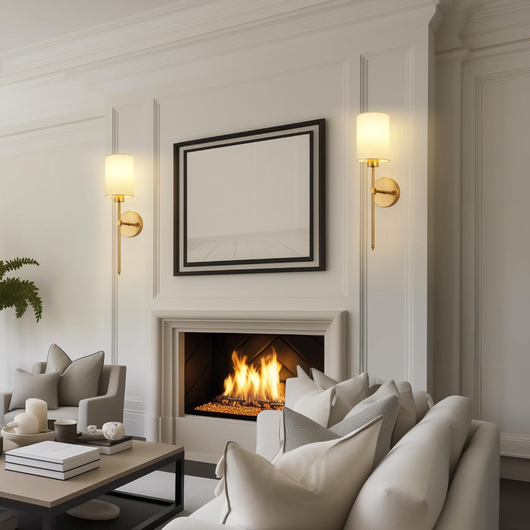Wall Mounted Sconce Lamp - Cylindrical Shade with Slim Stem