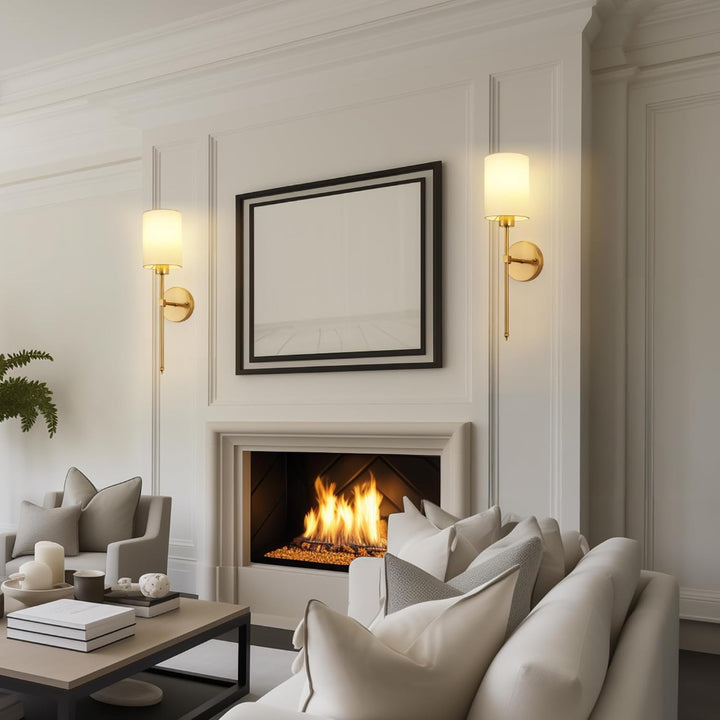 Wall Mounted Sconce Lamp - Cylindrical Shade with Slim Stem