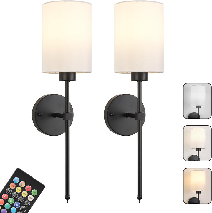 Wall Mounted Sconce Lamp - Cylindrical Shade with Slim Stem