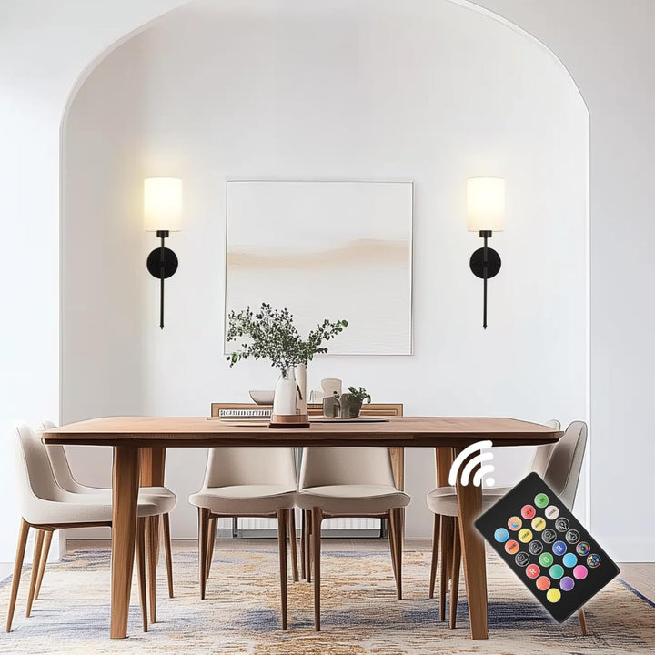 Wall Mounted Sconce Lamp - Cylindrical Shade with Slim Stem