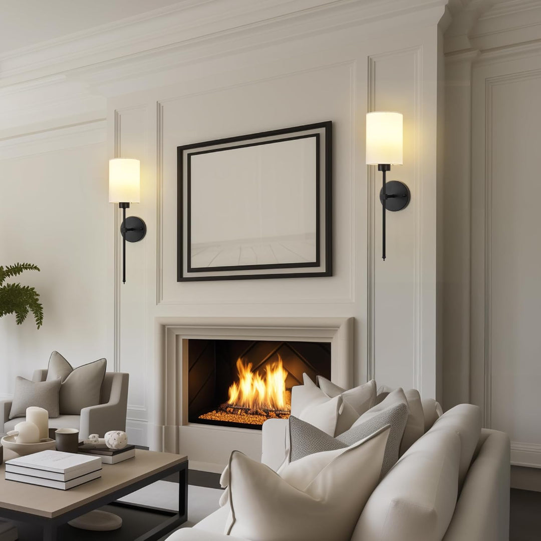 Wall Mounted Sconce Lamp - Cylindrical Shade with Slim Stem