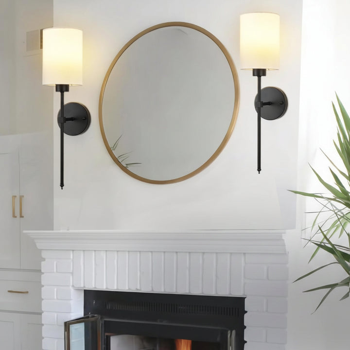 Wall Mounted Sconce Lamp - Cylindrical Shade with Slim Stem