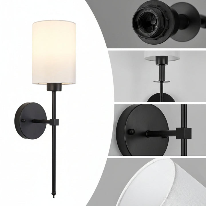 Wall Mounted Sconce Lamp - Cylindrical Shade with Slim Stem