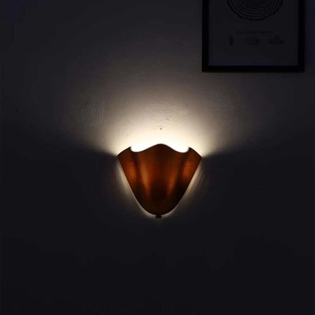 Wall Mounted Sconce Lamp - Draped Shade with Wavy Rim