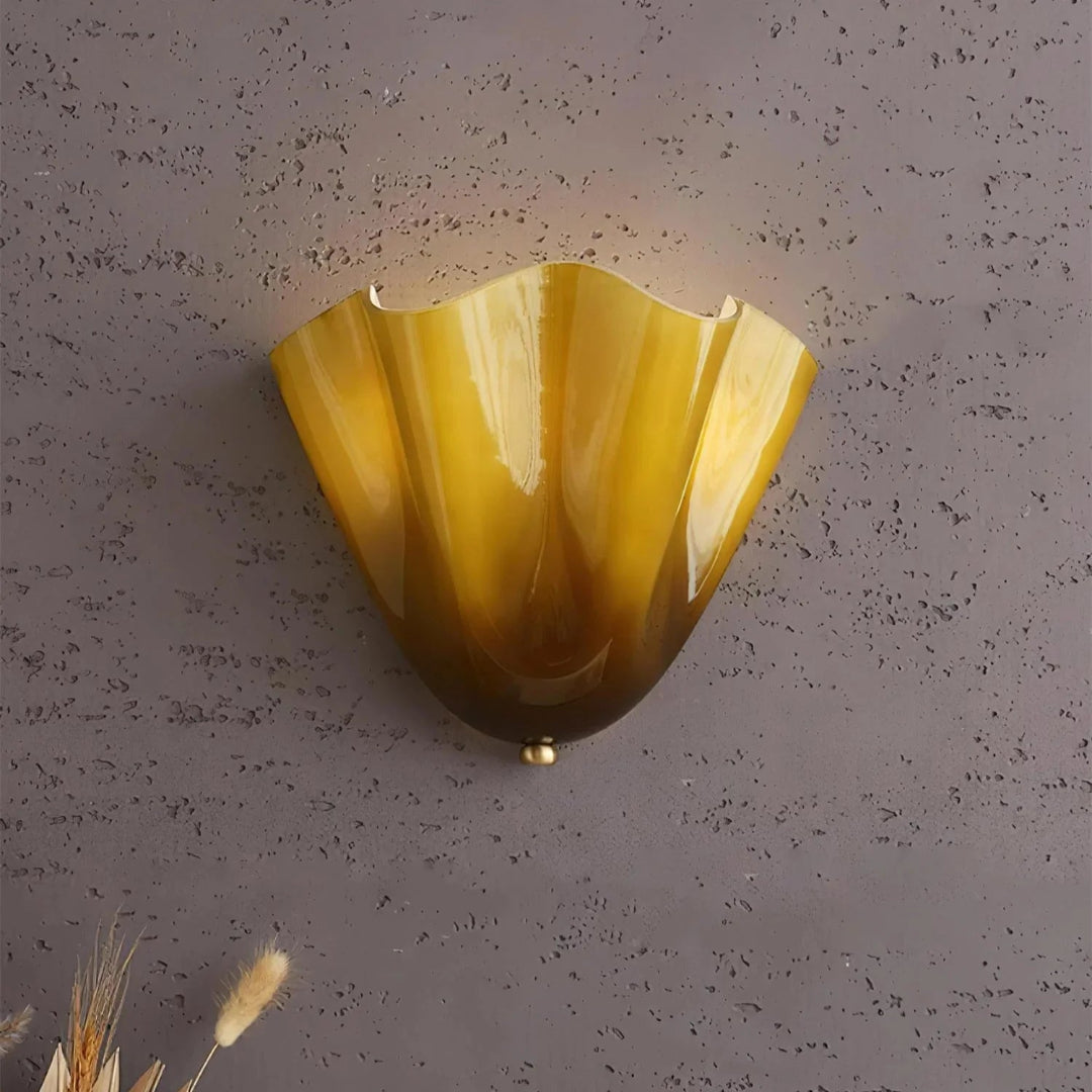 Wall Mounted Sconce Lamp - Draped Shade with Wavy Rim