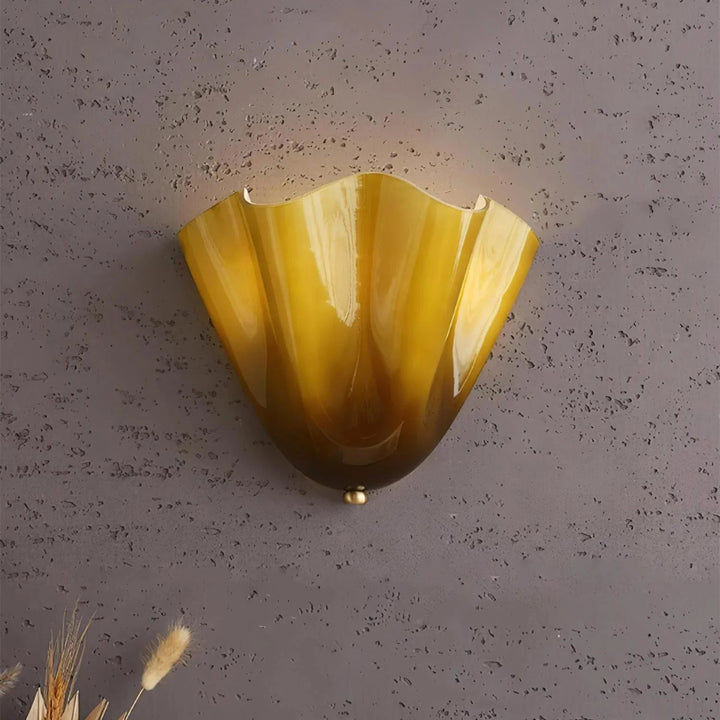Wall Mounted Sconce Lamp - Draped Shade with Wavy Rim