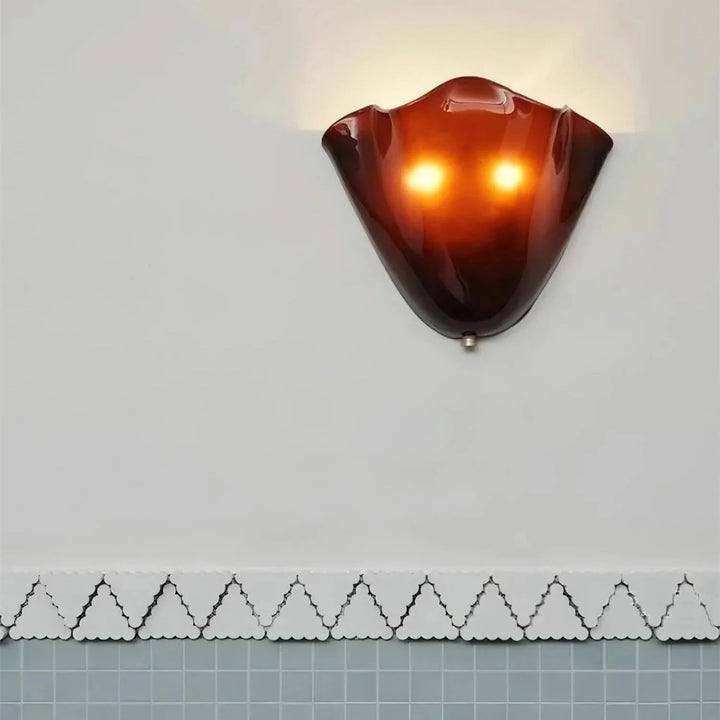 Wall Mounted Sconce Lamp - Draped Shade with Wavy Rim