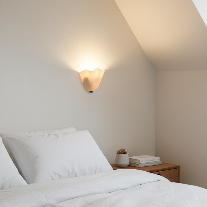 Wall Mounted Sconce Lamp - Draped Shade with Wavy Rim