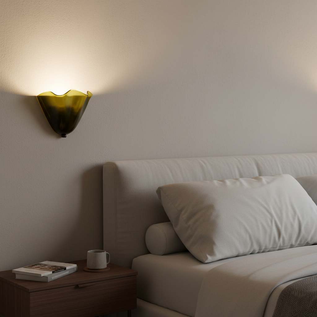 Wall Mounted Sconce Lamp - Draped Shade with Wavy Rim