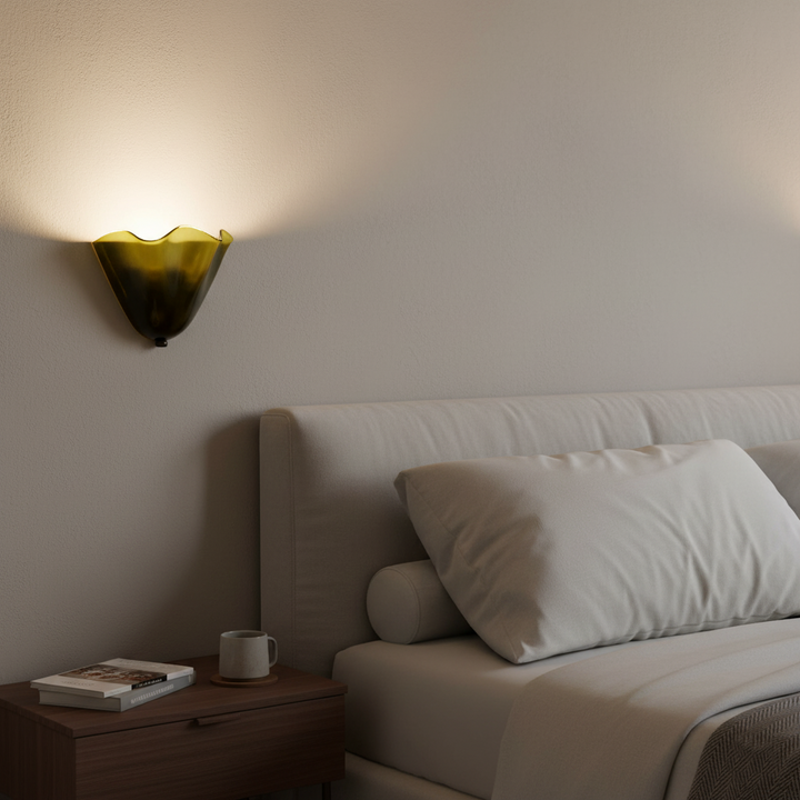 Wall Mounted Sconce Lamp - Draped Shade with Wavy Rim