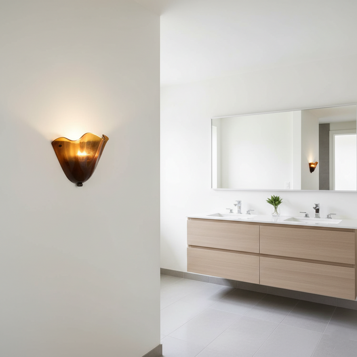 Wall Mounted Sconce Lamp - Draped Shade with Wavy Rim
