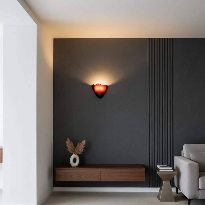 Wall Mounted Sconce Lamp - Draped Shade with Wavy Rim