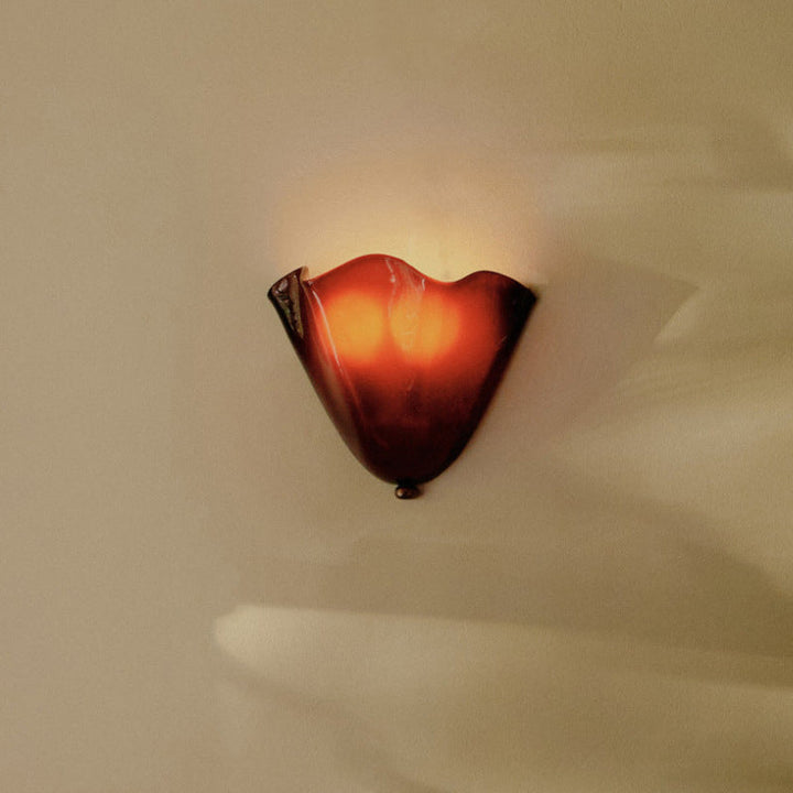 Wall Mounted Sconce Lamp - Draped Shade with Wavy Rim