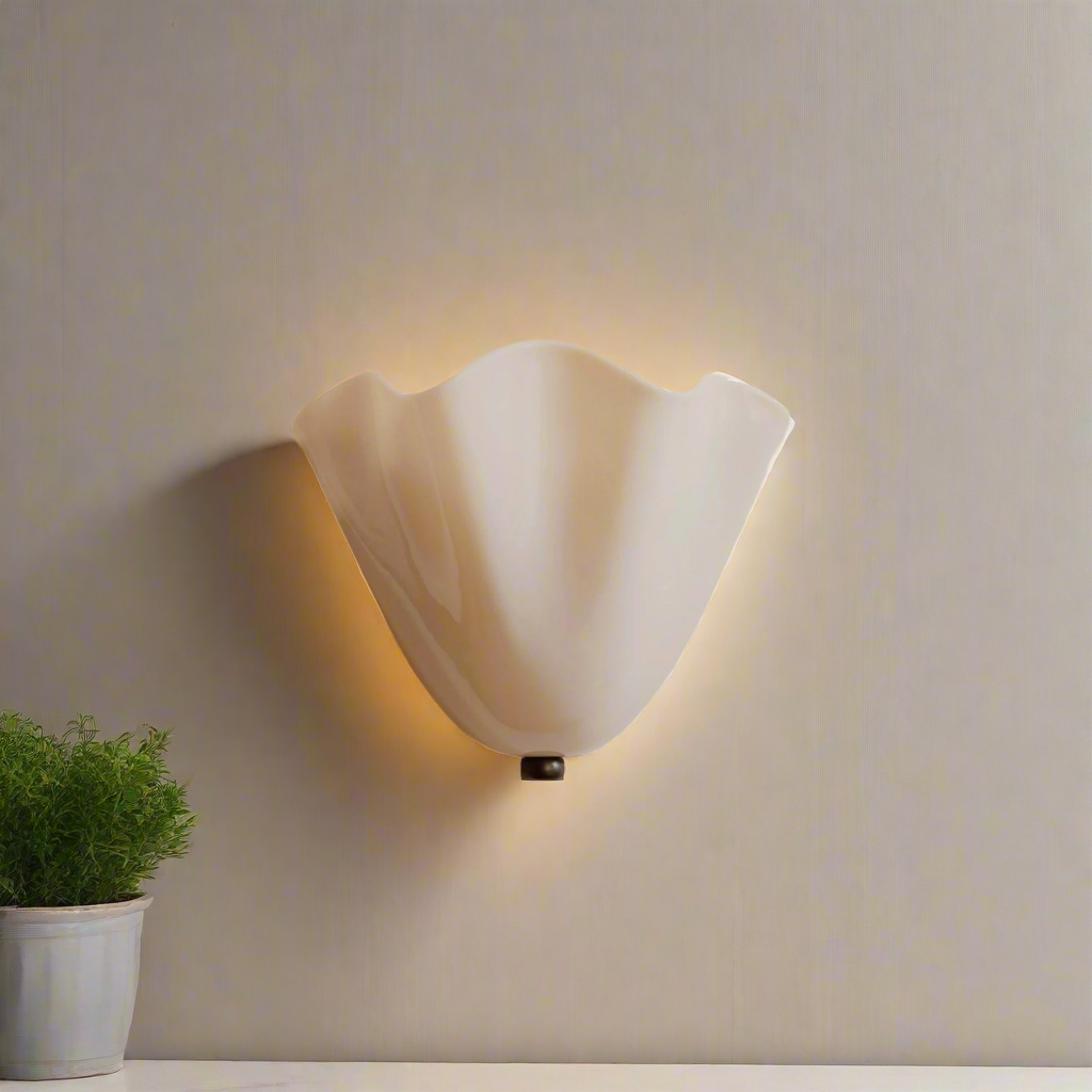 Wall Mounted Sconce Lamp - Draped Shade with Wavy Rim