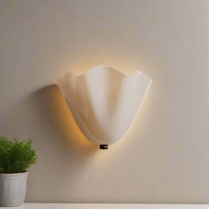 Wall Mounted Sconce Lamp - Draped Shade with Wavy Rim