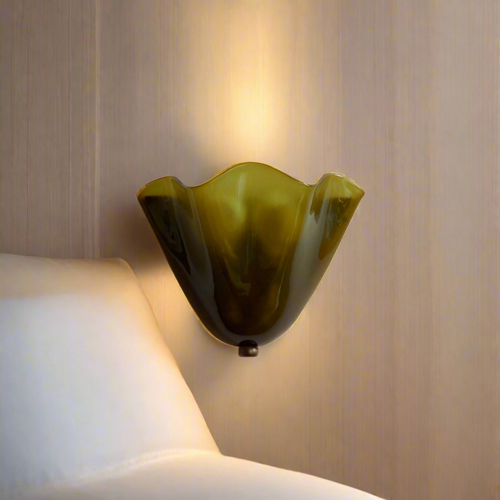 Wall Mounted Sconce Lamp - Draped Shade with Wavy Rim