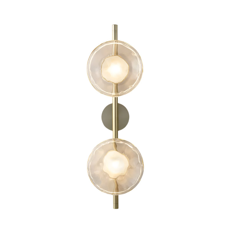 Wall Mounted Sconce Lamp - Dual Disc Shade on Vertical Stem