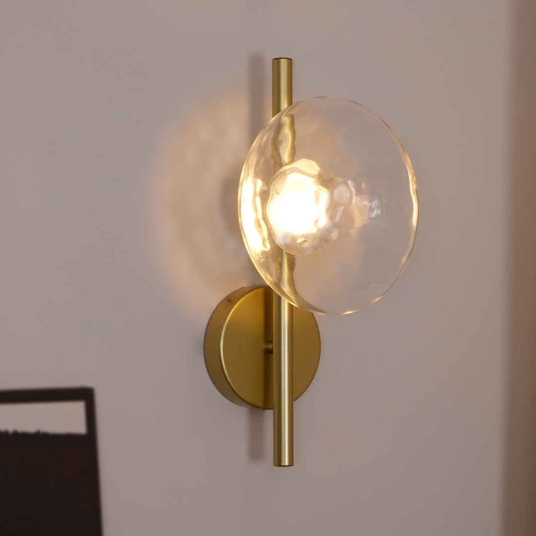 Wall Mounted Sconce Lamp - Dual Disc Shade on Vertical Stem