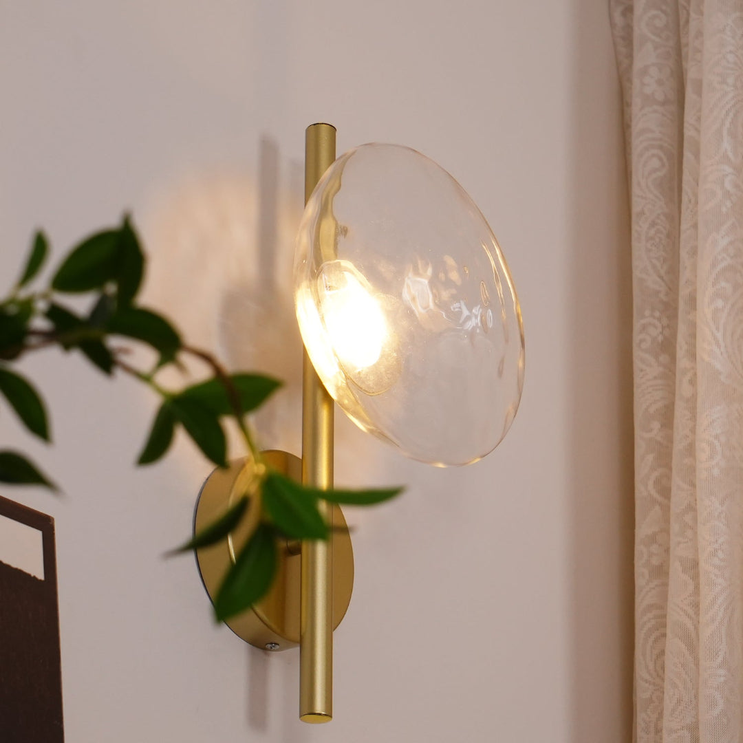 Wall Mounted Sconce Lamp - Dual Disc Shade on Vertical Stem