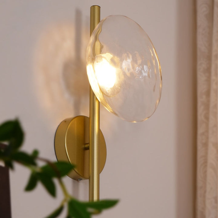 Wall Mounted Sconce Lamp - Dual Disc Shade on Vertical Stem