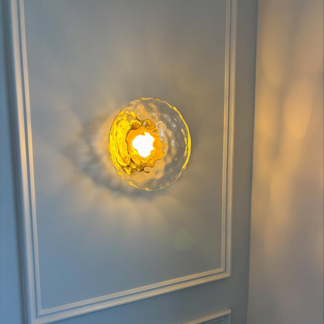 Wall Mounted Sconce Lamp - Dual Disc Shade on Vertical Stem