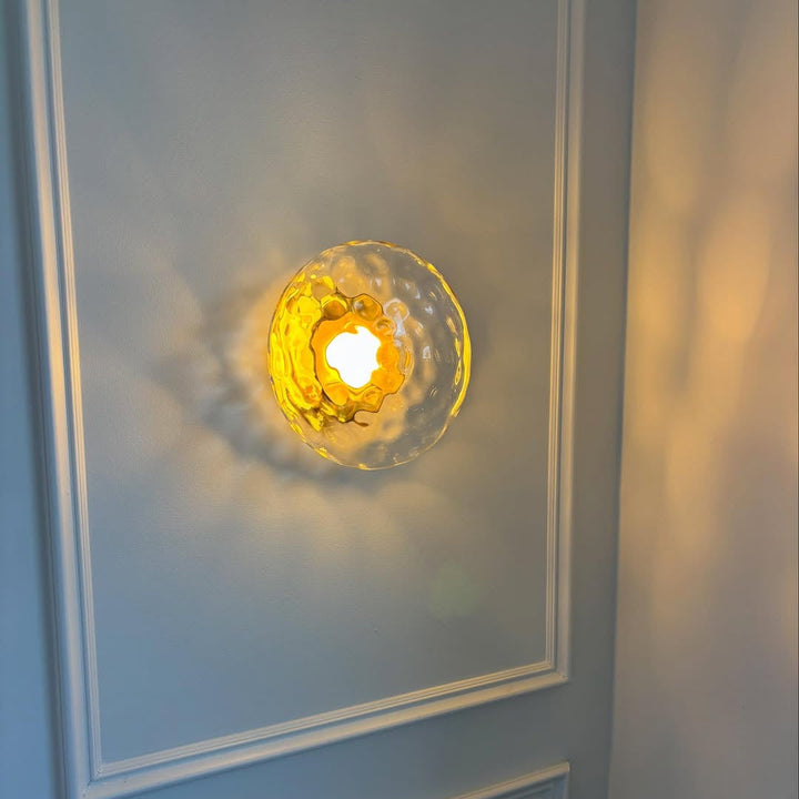 Wall Mounted Sconce Lamp - Dual Disc Shade on Vertical Stem