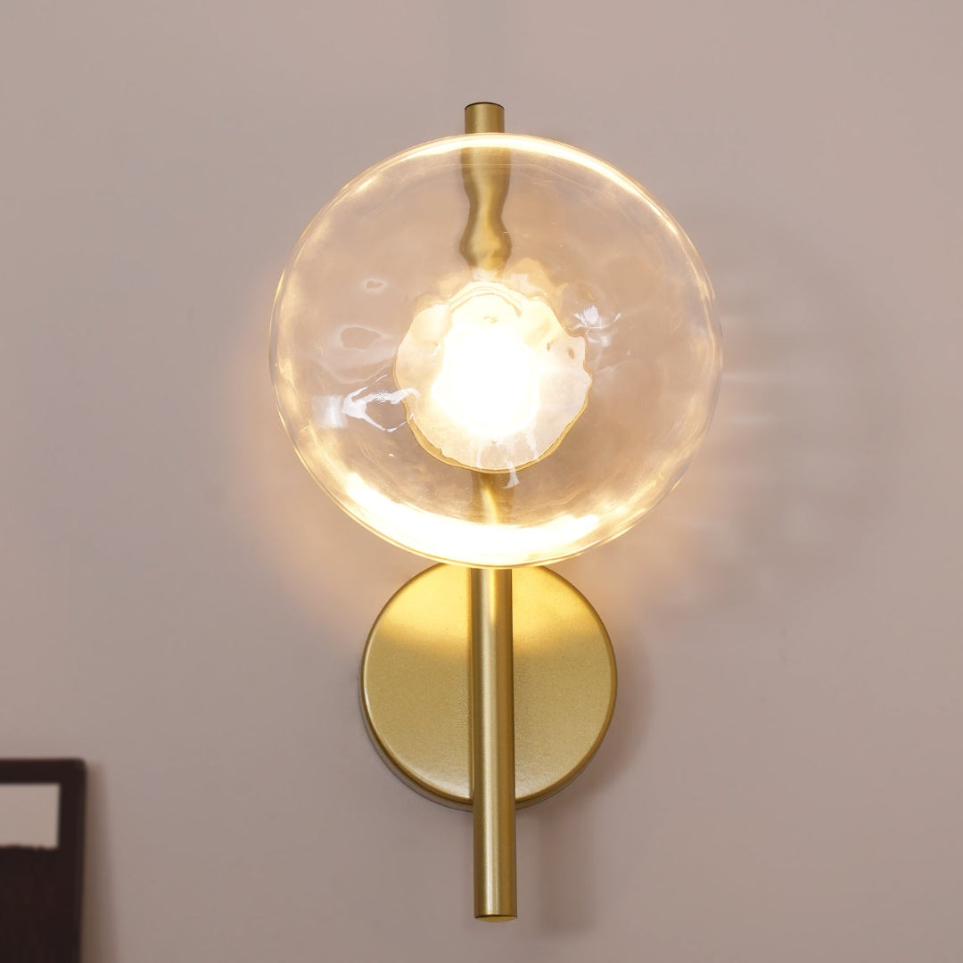 Wall Mounted Sconce Lamp - Dual Disc Shade on Vertical Stem