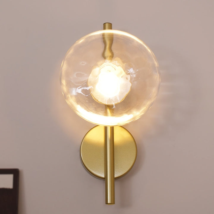 Wall Mounted Sconce Lamp - Dual Disc Shade on Vertical Stem