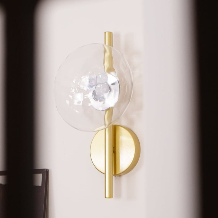 Wall Mounted Sconce Lamp - Dual Disc Shade on Vertical Stem