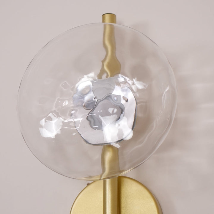 Wall Mounted Sconce Lamp - Dual Disc Shade on Vertical Stem