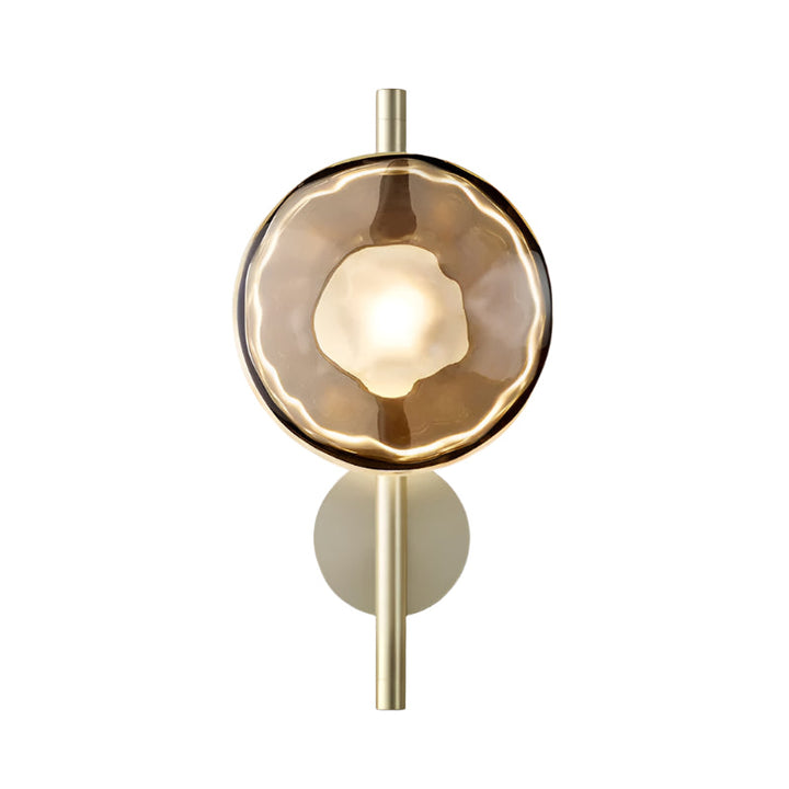 Wall Mounted Sconce Lamp - Dual Disc Shade on Vertical Stem